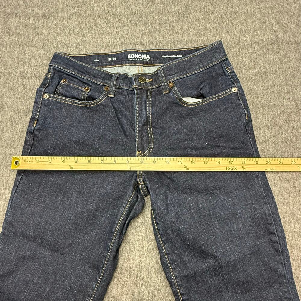 Sonoma Jeans Men's Size 32x34 Slim The Everyday Jean Stretch Dark Wash Split Hem - Picture 9 of 15